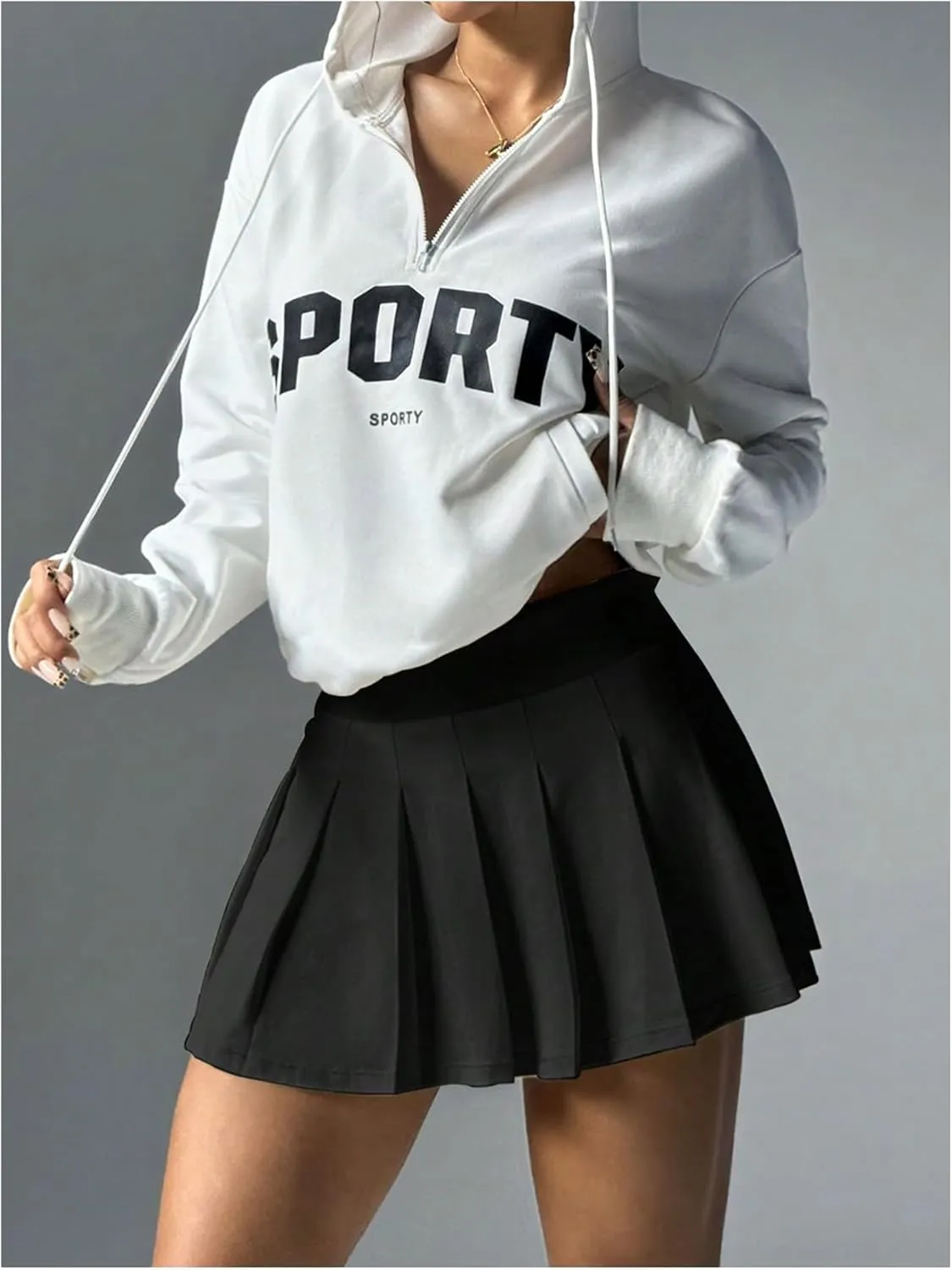 OYOANGLE Women's Pleated Mini Skirt Lightweight Athletic Golf Skorts Workout Skater Skirt with Shorts