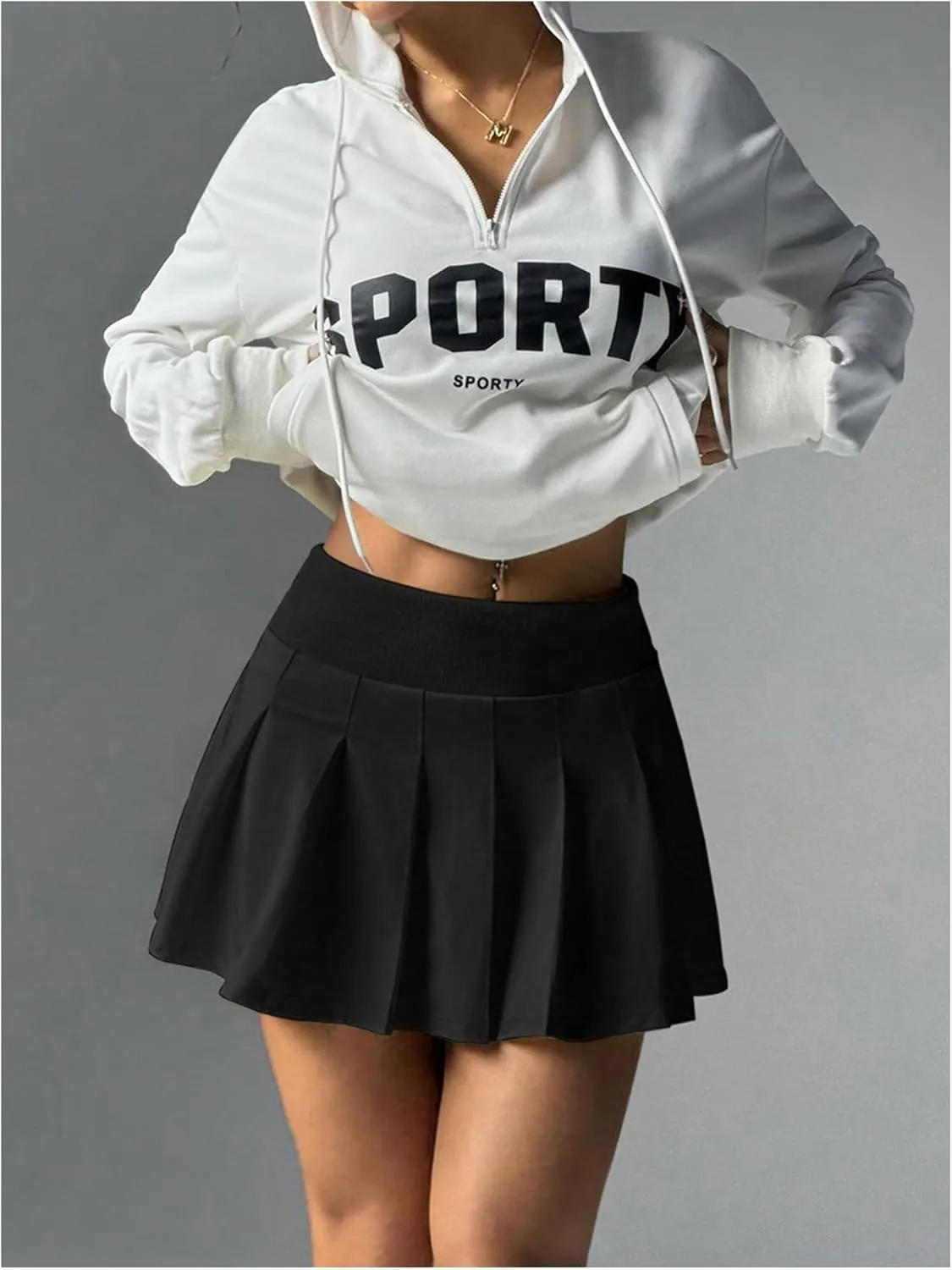 OYOANGLE Women's Pleated Mini Skirt Lightweight Athletic Golf Skorts Workout Skater Skirt with Shorts
