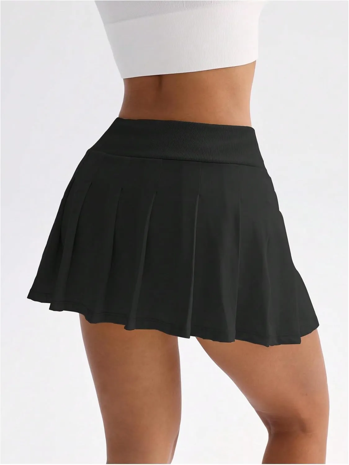 OYOANGLE Women's Pleated Mini Skirt Lightweight Athletic Golf Skorts Workout Skater Skirt with Shorts