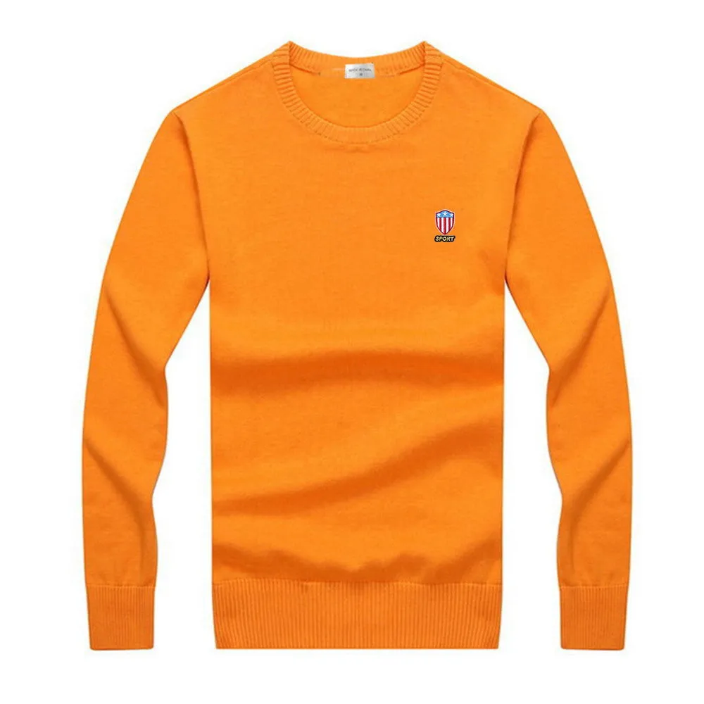 Patch Embroidery Solid Cotton Sweater