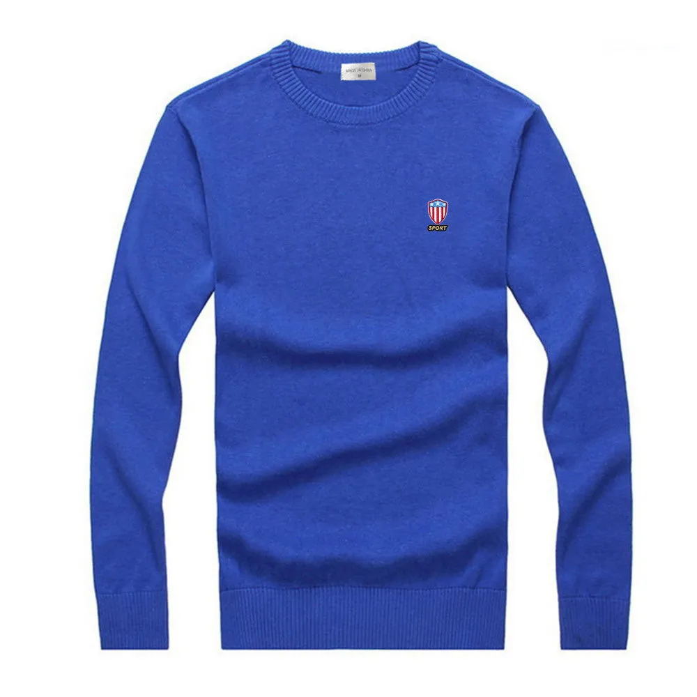 Patch Embroidery Solid Cotton Sweater