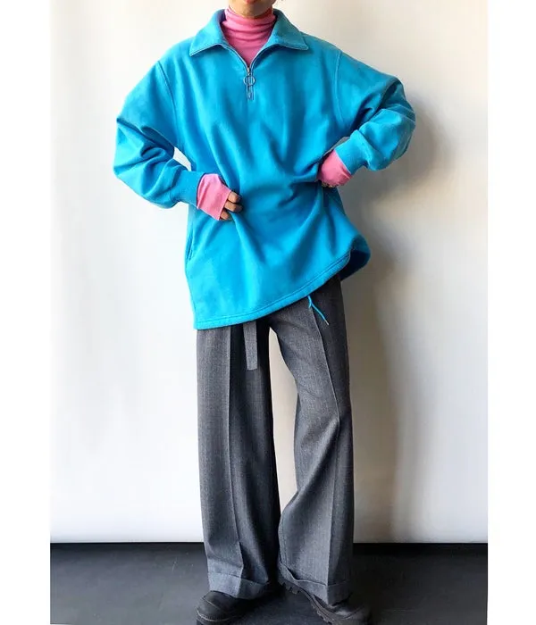 PHEENY/ATHLETIC FLEECE HALF ZIP P/O(BLUE)