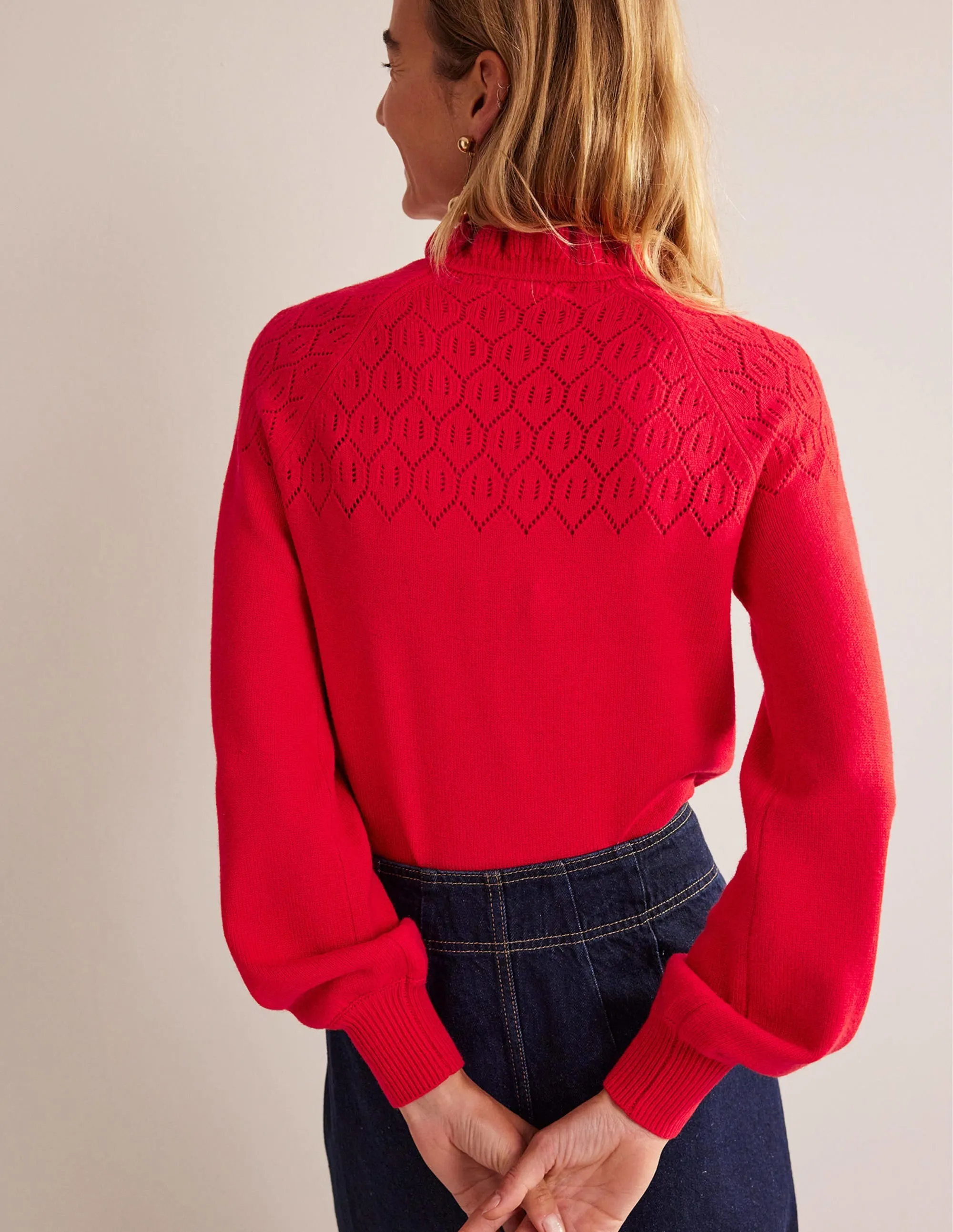 Pointelle Detailed Jumper-Hot Pepper
