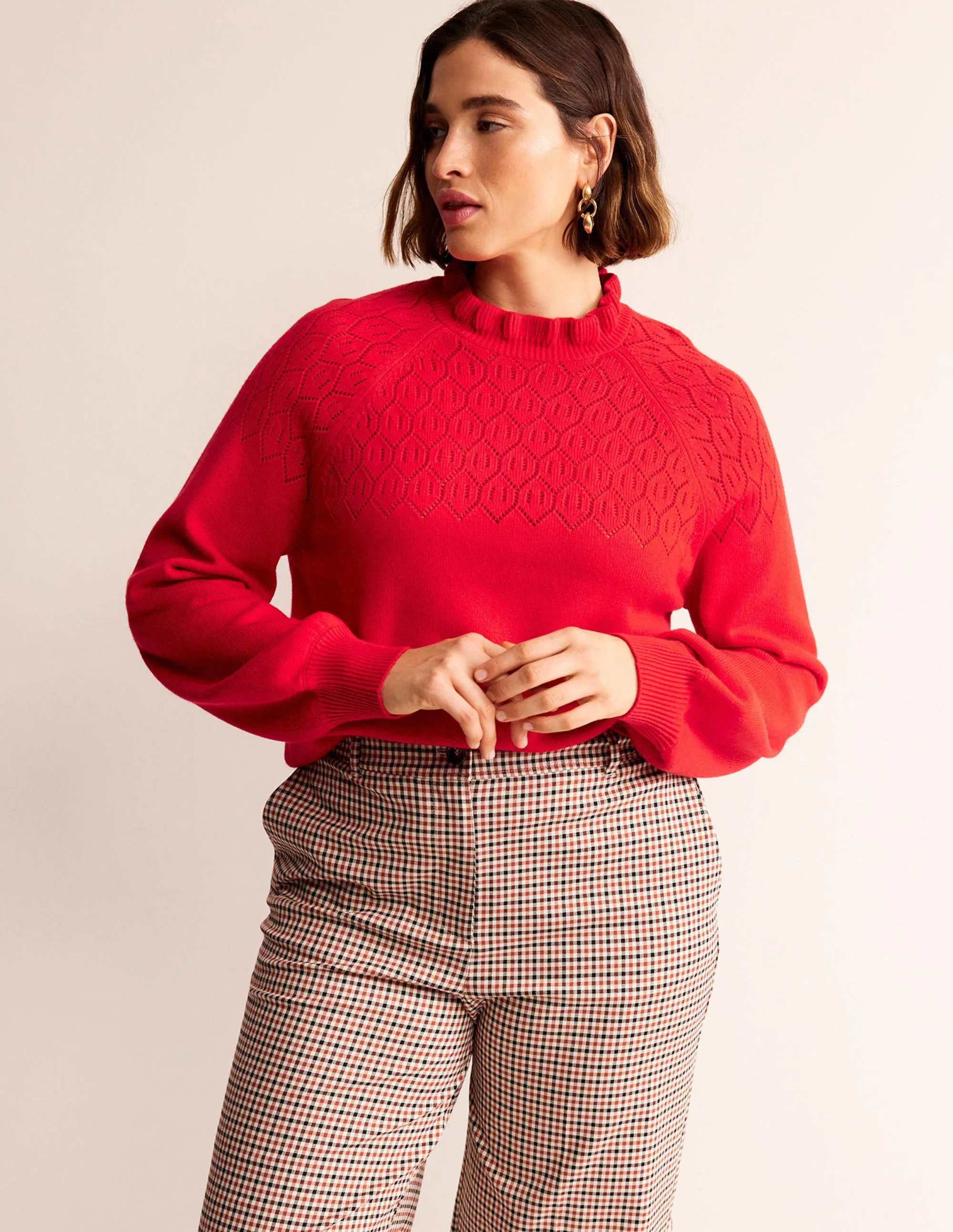 Pointelle Detailed Jumper-Hot Pepper