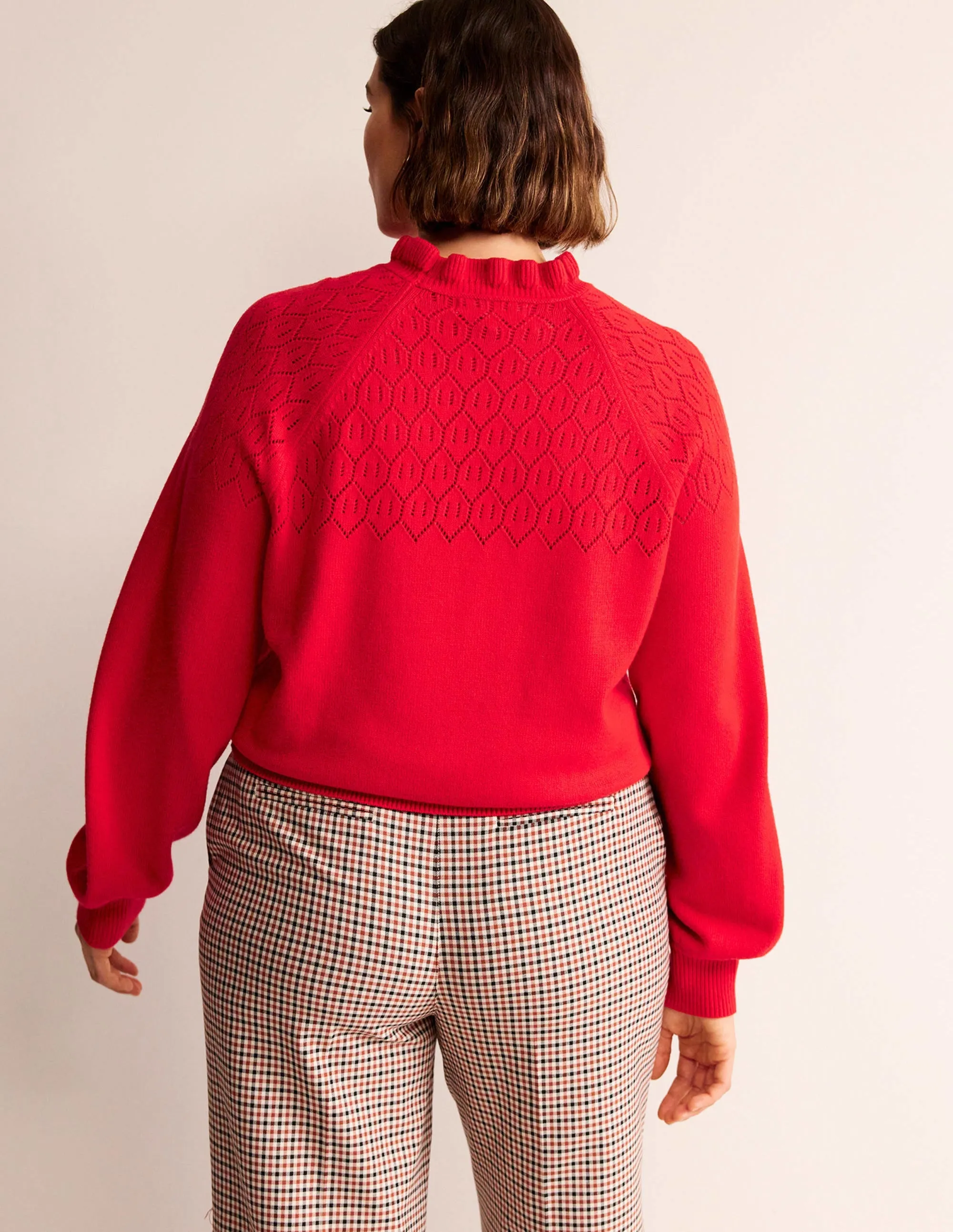 Pointelle Detailed Jumper-Hot Pepper