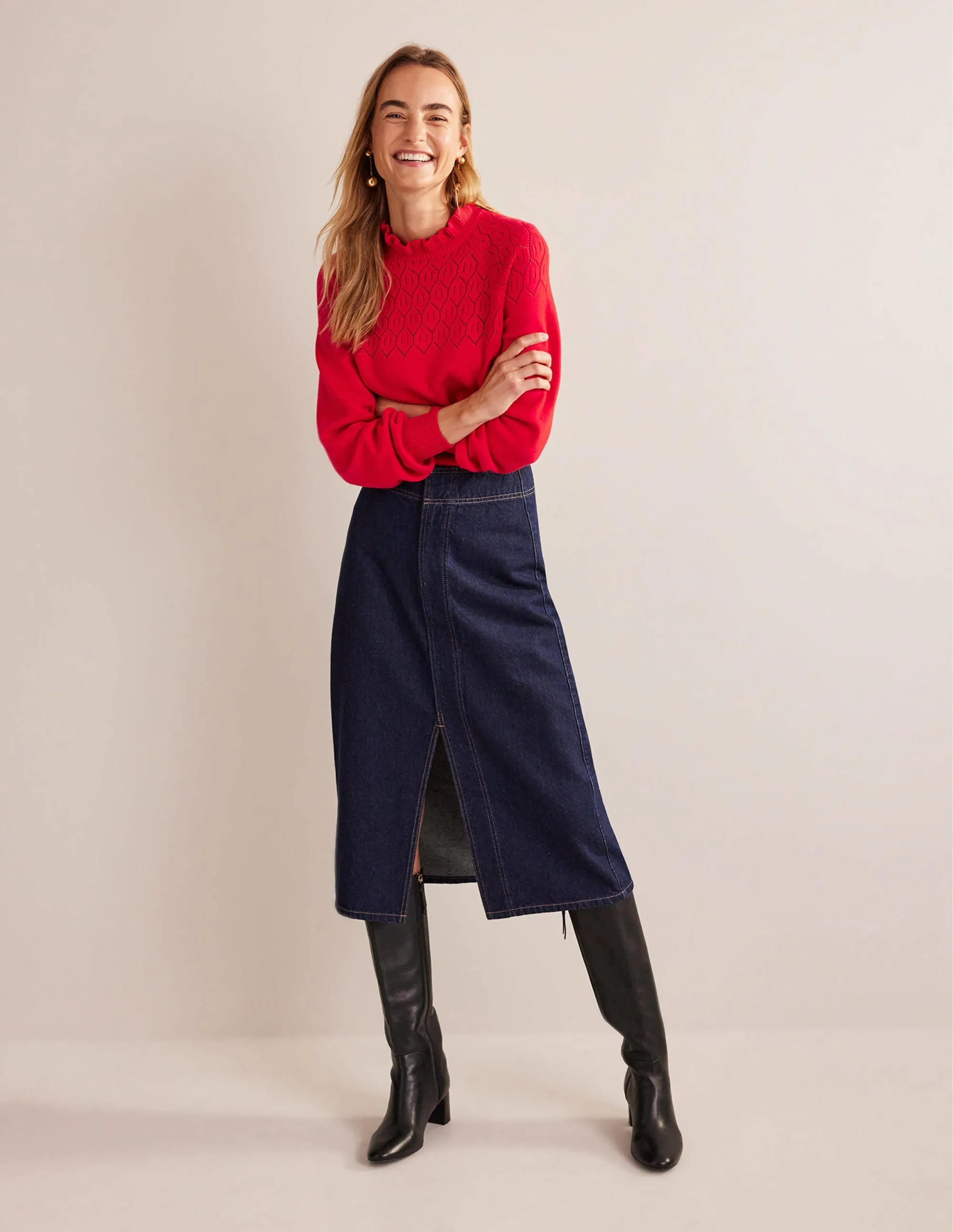 Pointelle Detailed Jumper-Hot Pepper