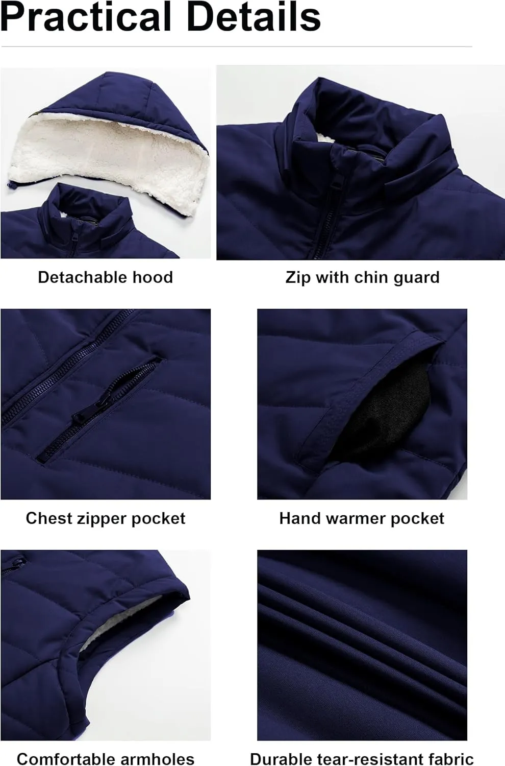 Pursky Women's Winter Vest Sherpa Fleece Lined Puffer Vest Warm Lightweight Sleeveless Jackets With Removable Hood