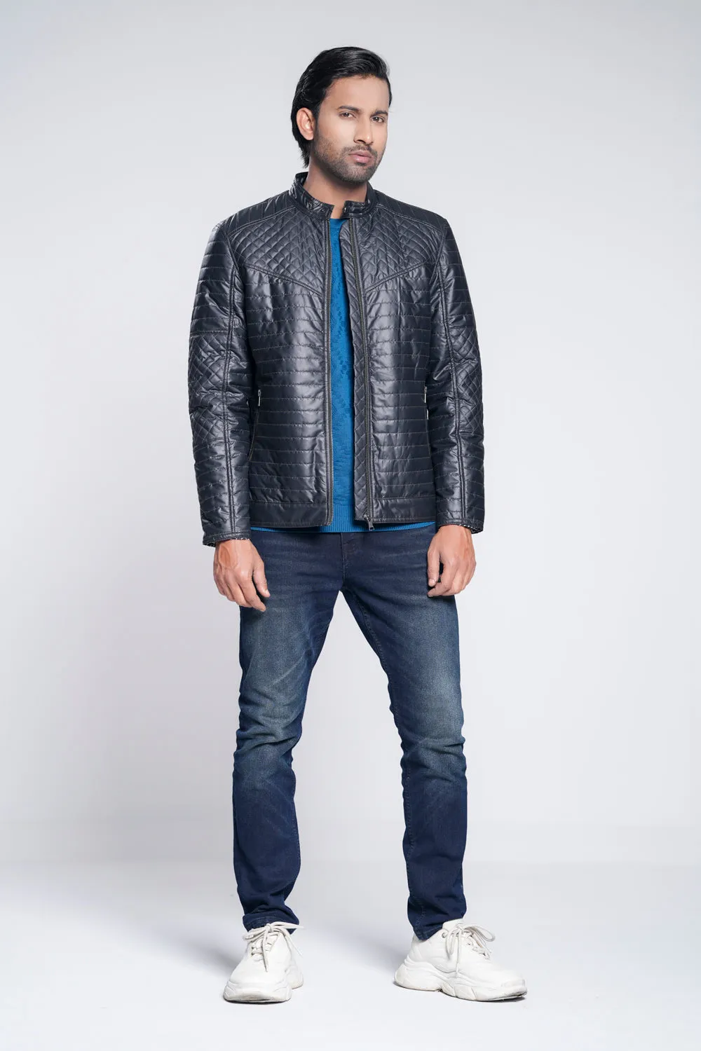Quilted Biker-Style Jacket