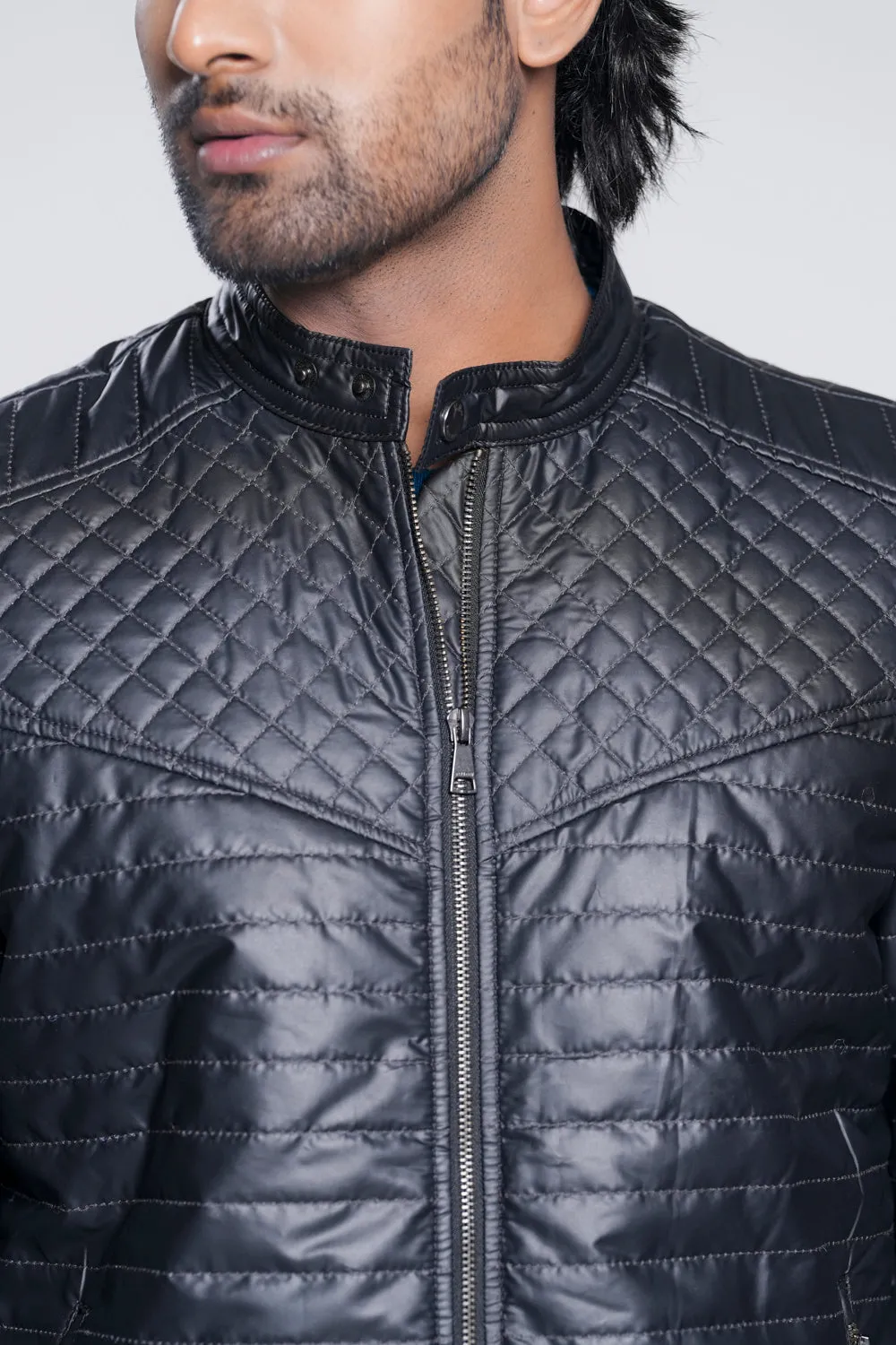 Quilted Biker-Style Jacket