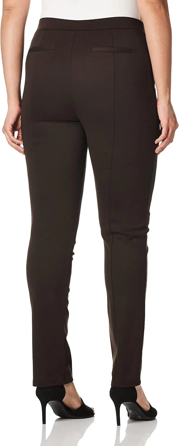 Rafaella Missy Slim Ponte Dress Pants For Women, Pull-On Waistband, Stretch, Comfort Fit, Flat Front