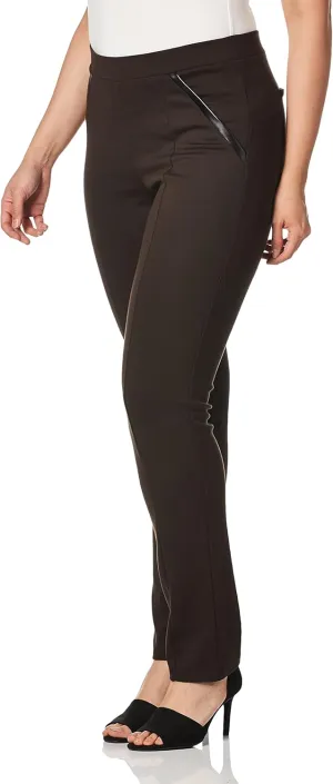 Rafaella Missy Slim Ponte Dress Pants For Women, Pull-On Waistband, Stretch, Comfort Fit, Flat Front