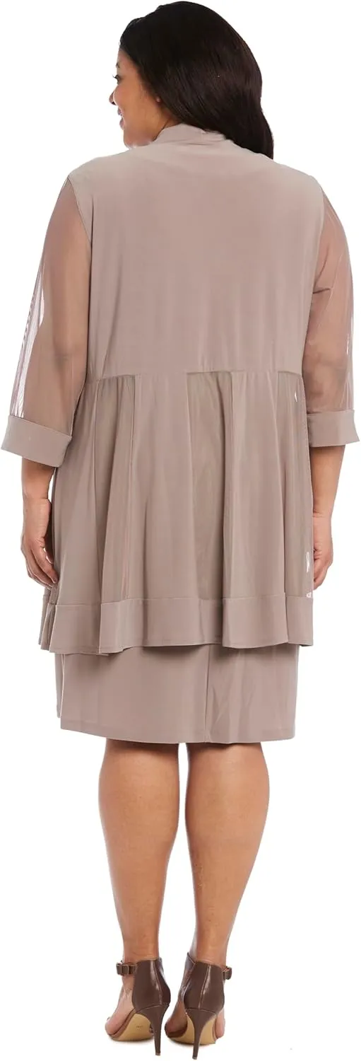R&M Richards Womens Plus 2PC Mesh Inset Dress with Jacket