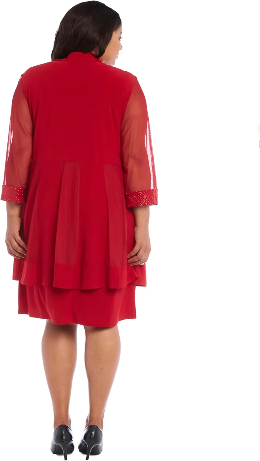 R&M Richards Womens Plus 2PC Mesh Inset Dress with Jacket