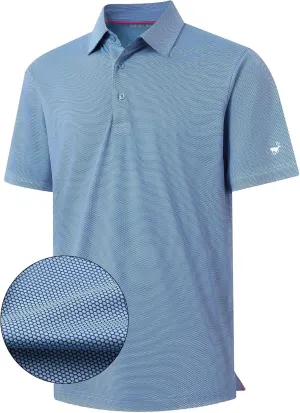 Rouen Mens Polo Shirts Short Sleeve Soft Lightweight Performance Dry Fit Jacquard Casual Collared Golf Polo Shirts for Men