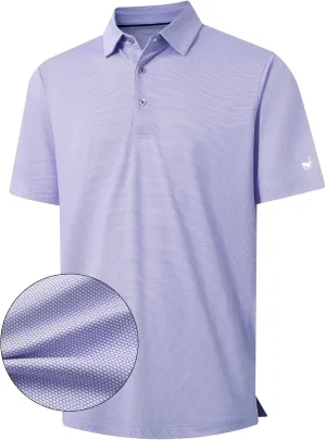Rouen Mens Polo Shirts Short Sleeve Soft Lightweight Performance Dry Fit Jacquard Casual Collared Golf Polo Shirts for Men