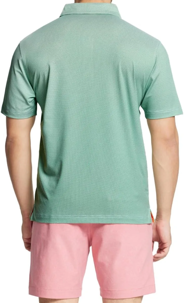 Rouen Mens Polo Shirts Short Sleeve Soft Lightweight Performance Dry Fit Jacquard Casual Collared Golf Polo Shirts for Men