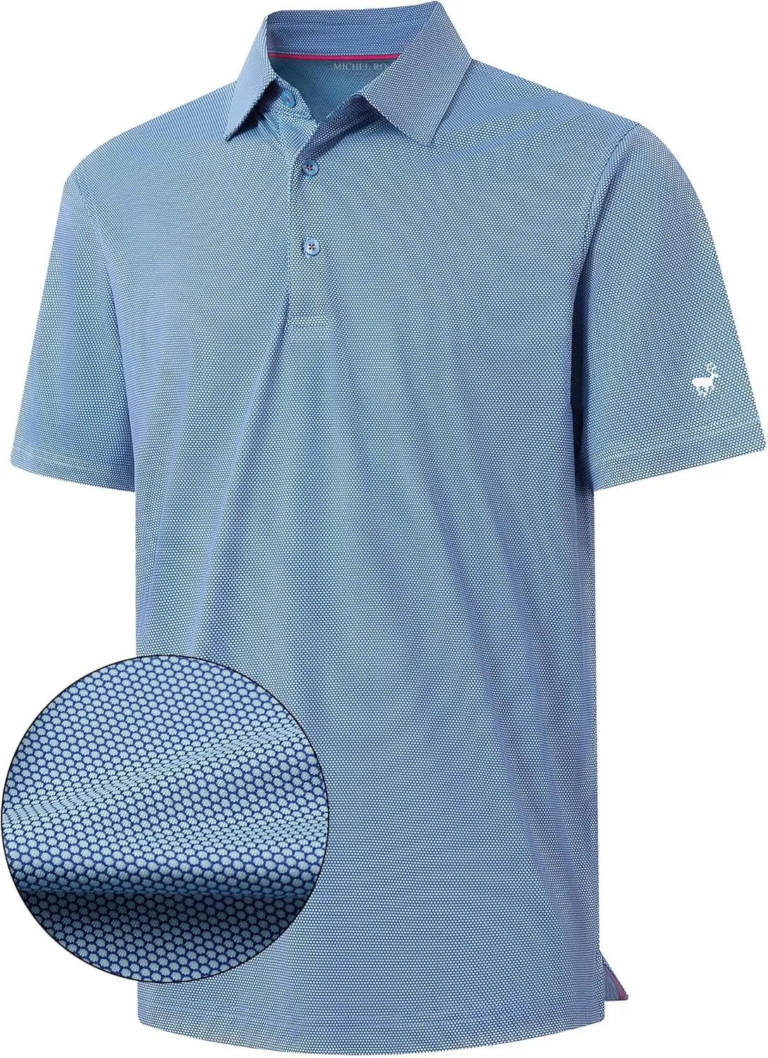 Rouen Mens Polo Shirts Short Sleeve Soft Lightweight Performance Dry Fit Jacquard Casual Collared Golf Polo Shirts for Men