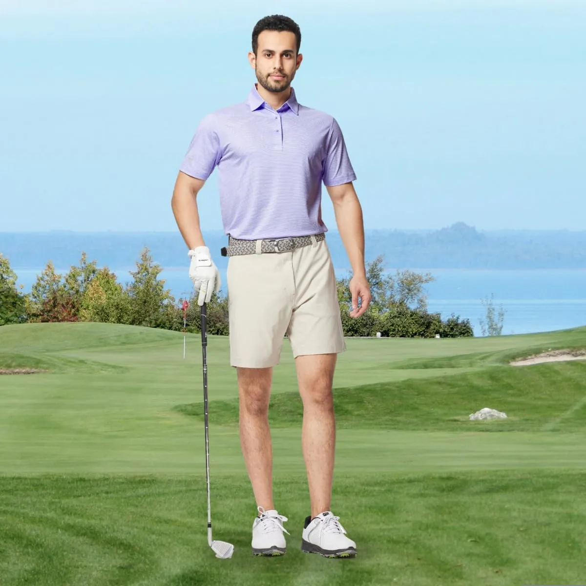 Rouen Mens Polo Shirts Short Sleeve Soft Lightweight Performance Dry Fit Jacquard Casual Collared Golf Polo Shirts for Men