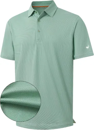 Rouen Mens Polo Shirts Short Sleeve Soft Lightweight Performance Dry Fit Jacquard Casual Collared Golf Polo Shirts for Men