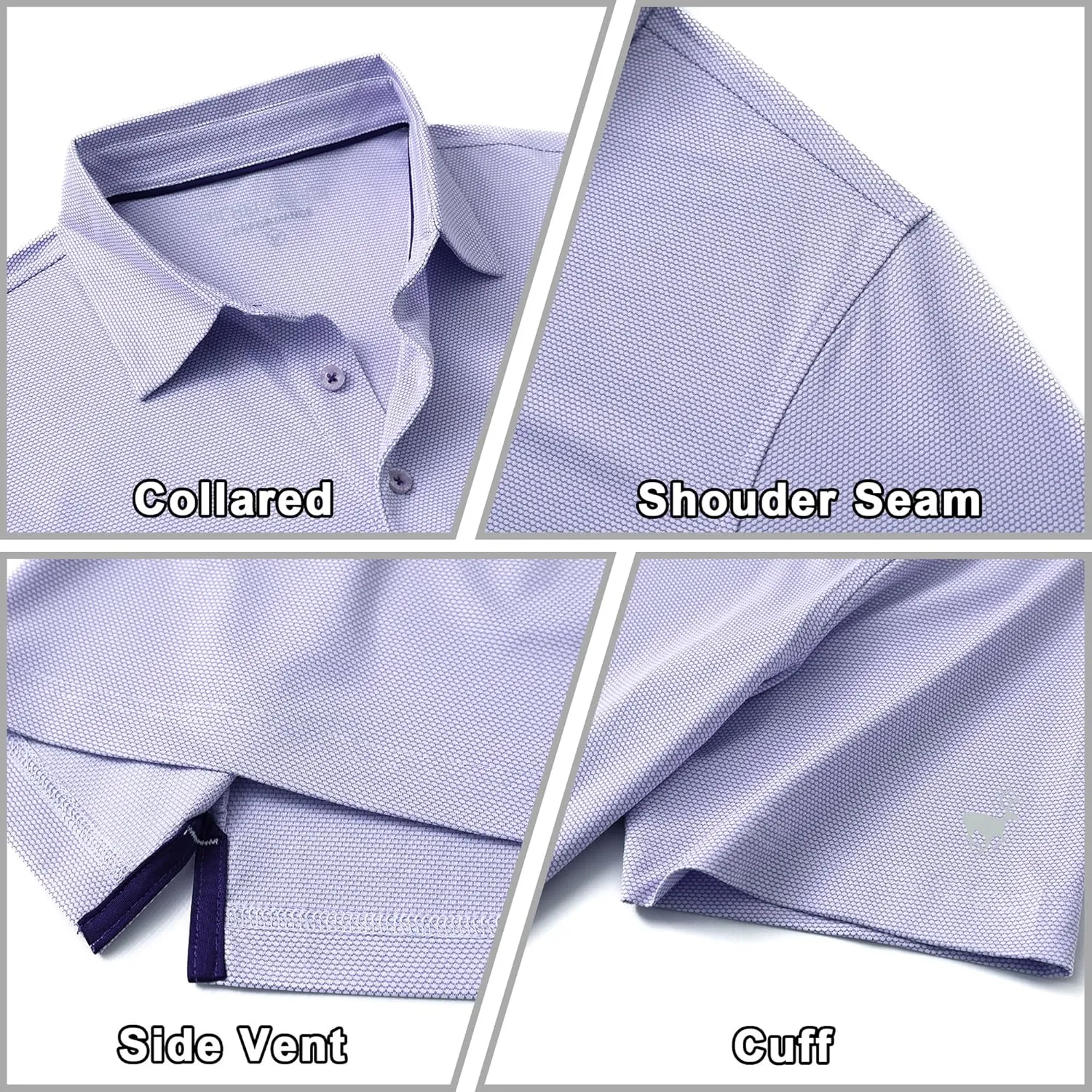 Rouen Mens Polo Shirts Short Sleeve Soft Lightweight Performance Dry Fit Jacquard Casual Collared Golf Polo Shirts for Men