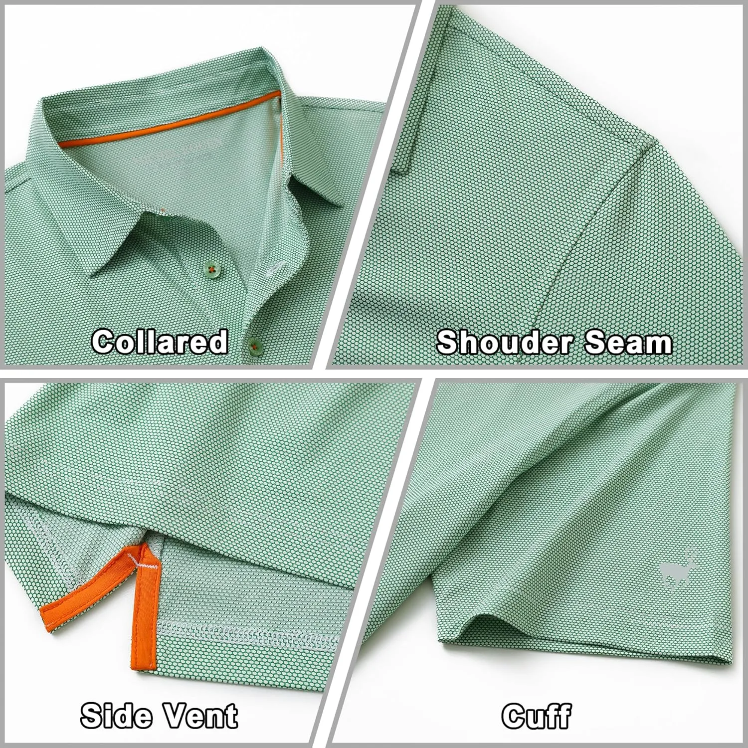 Rouen Mens Polo Shirts Short Sleeve Soft Lightweight Performance Dry Fit Jacquard Casual Collared Golf Polo Shirts for Men