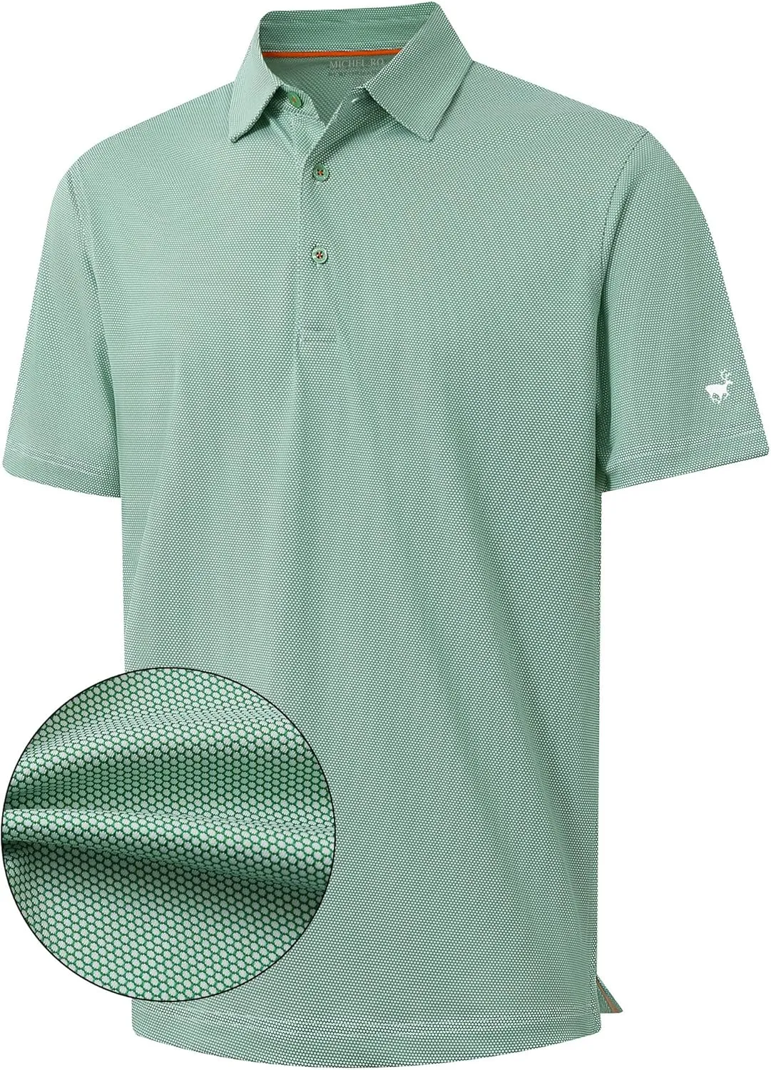 Rouen Mens Polo Shirts Short Sleeve Soft Lightweight Performance Dry Fit Jacquard Casual Collared Golf Polo Shirts for Men