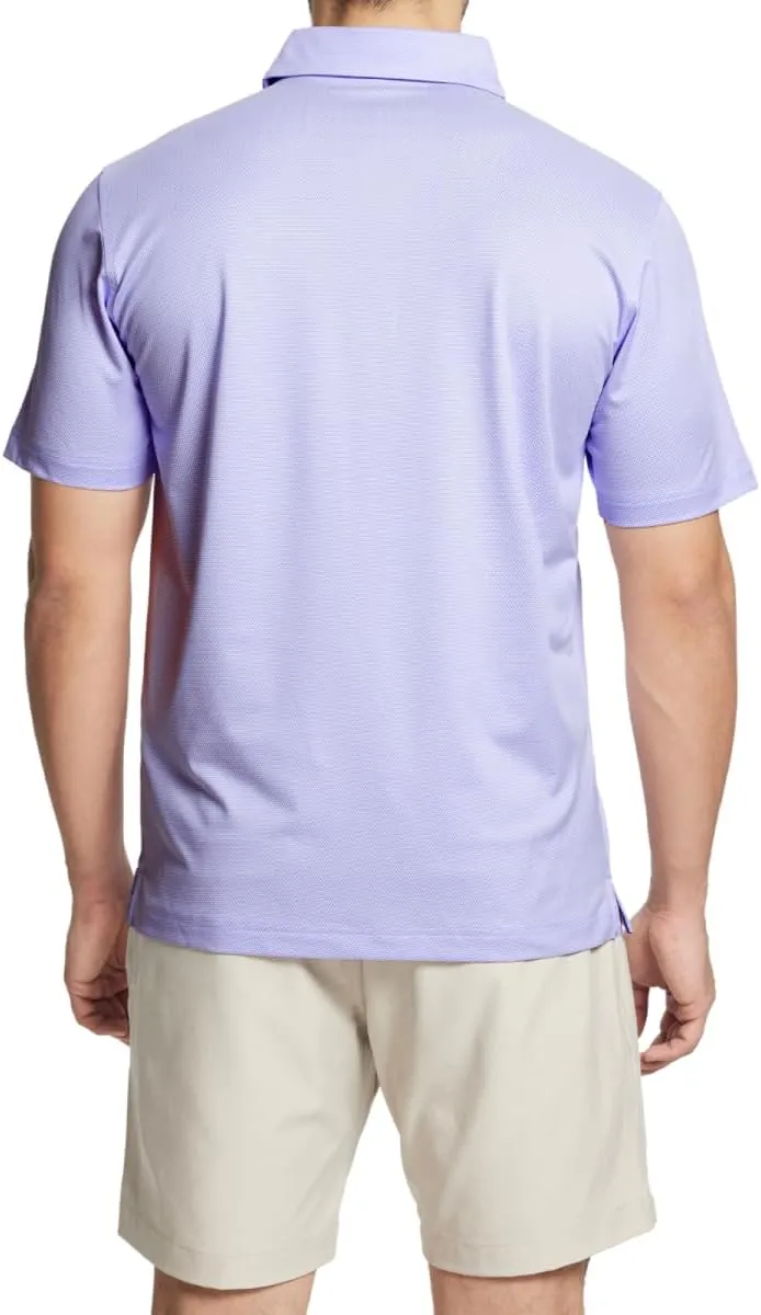 Rouen Mens Polo Shirts Short Sleeve Soft Lightweight Performance Dry Fit Jacquard Casual Collared Golf Polo Shirts for Men