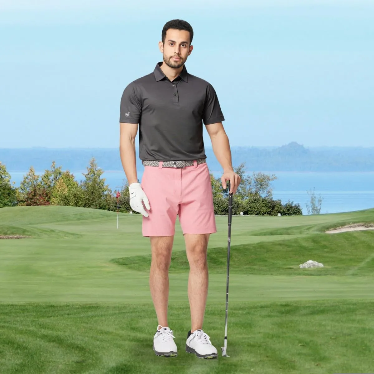 Rouen Mens Polo Shirts Short Sleeve Soft Lightweight Performance Dry Fit Jacquard Casual Collared Golf Polo Shirts for Men