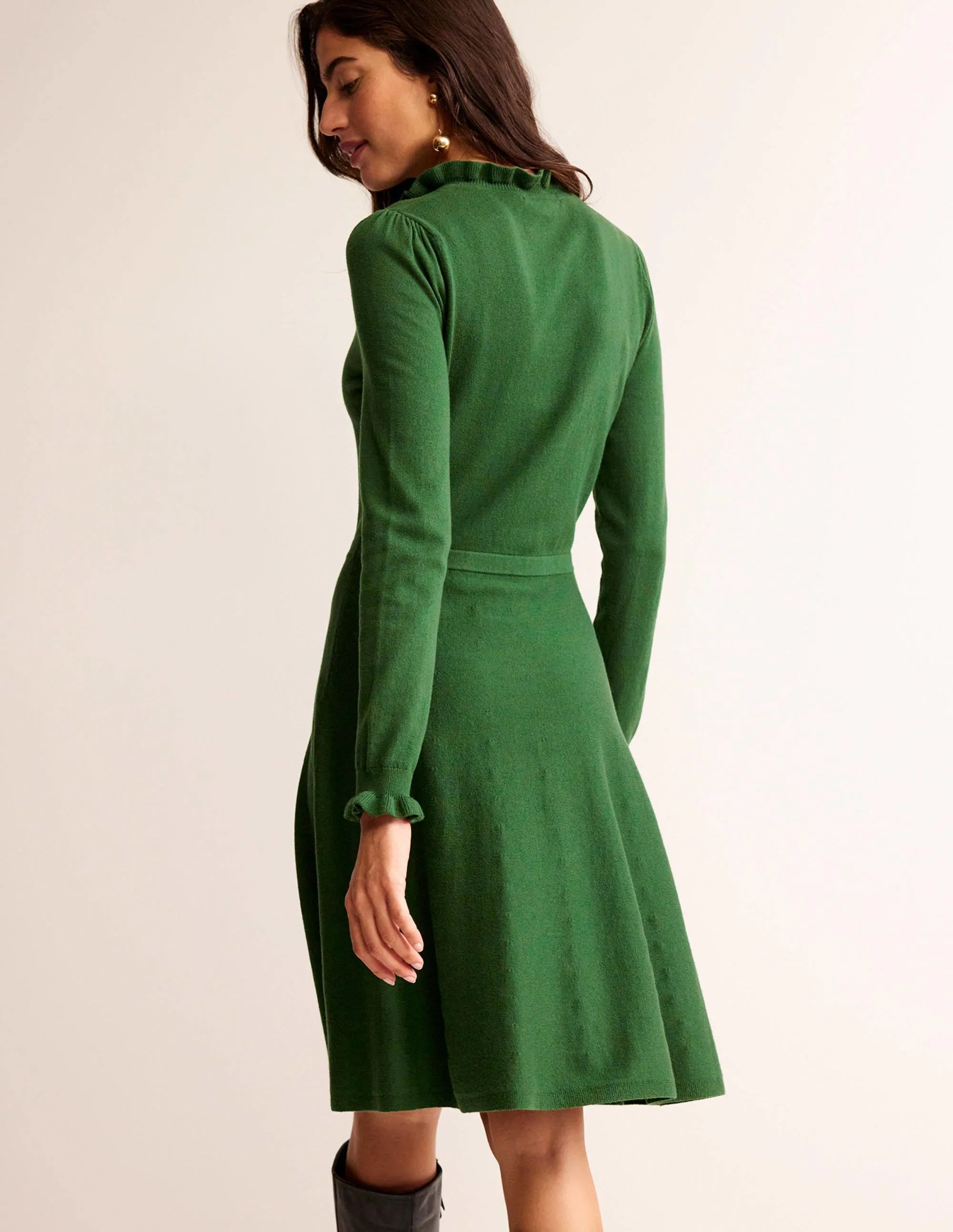 Ruffle-Detail Dress-Amazon Green