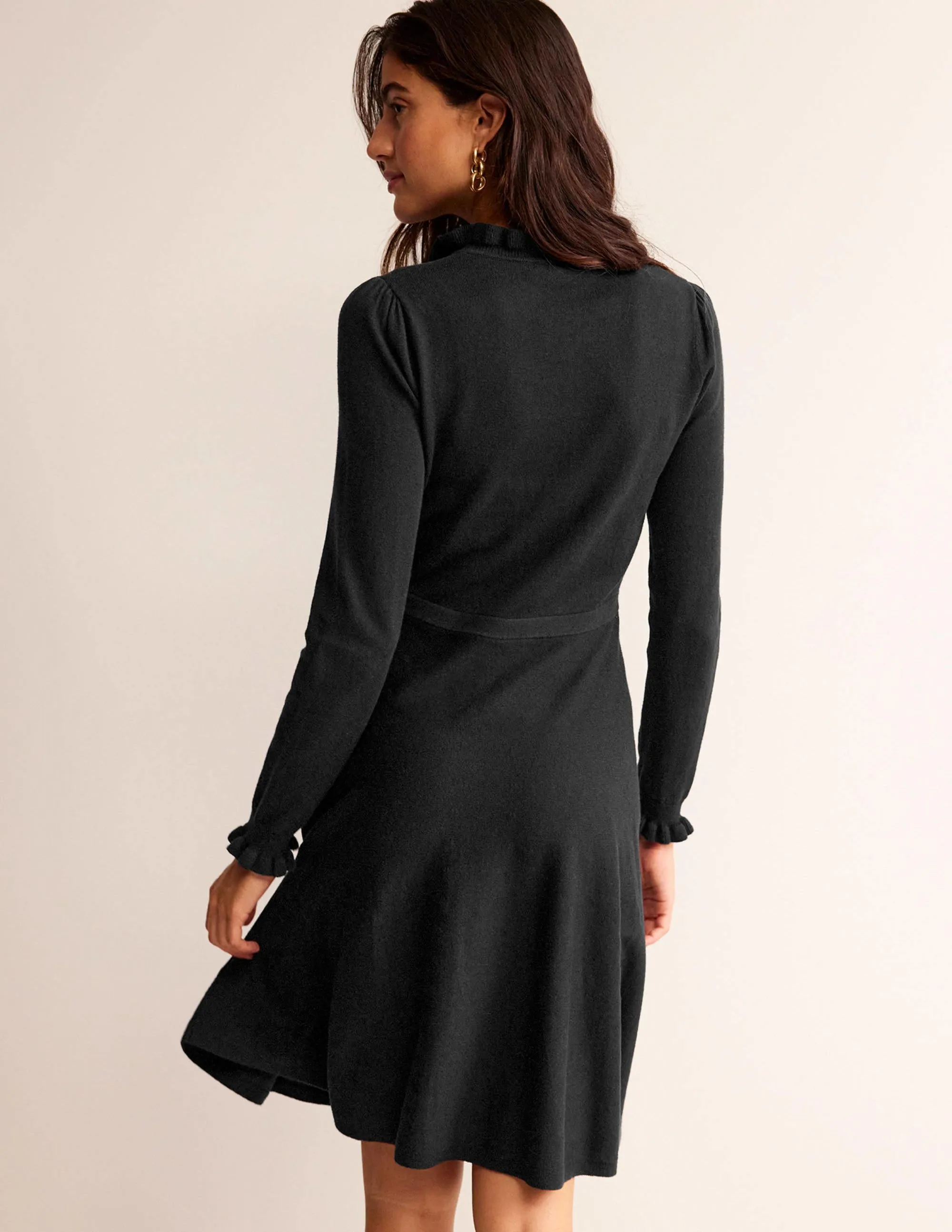 Ruffle-Detail Dress-Black