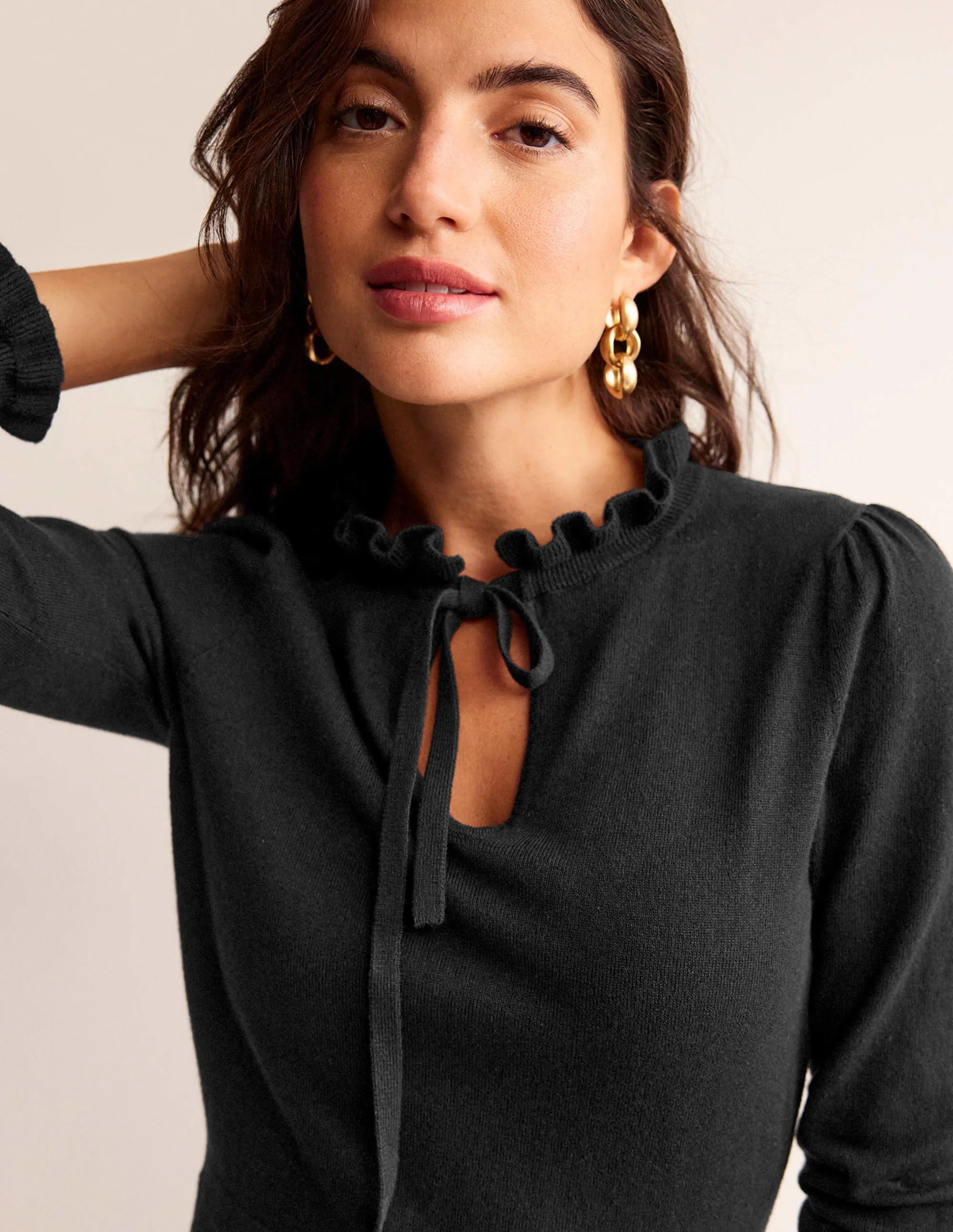 Ruffle-Detail Dress-Black