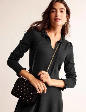 Ruffle-Detail Dress-Black