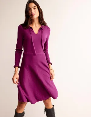 Ruffle-Detail Dress-Damson Berry