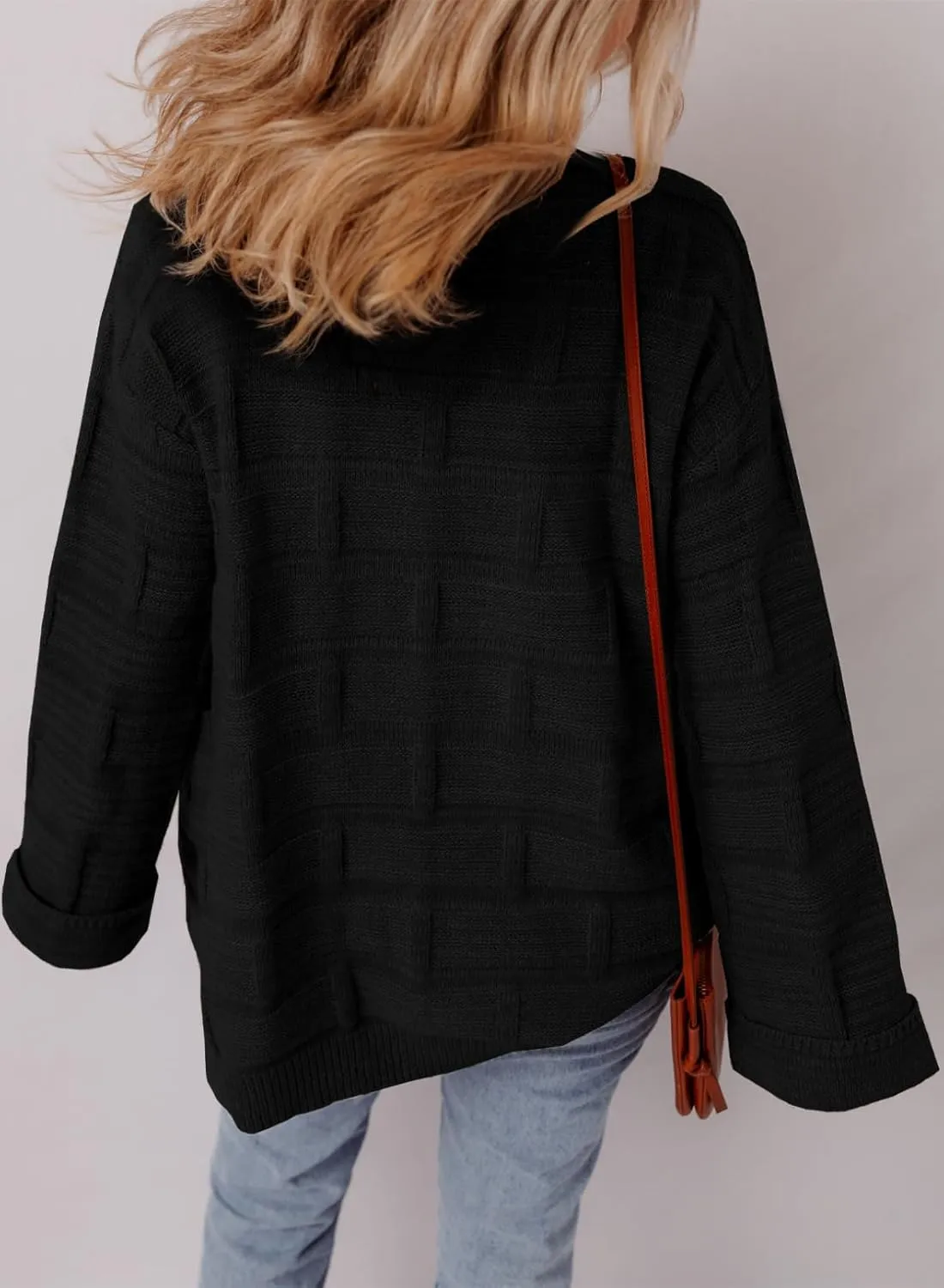 SHEWIN Women's Open Front Lightweight Cardigan Casual Long Sleeve Knit Loose Sweaters Outwear