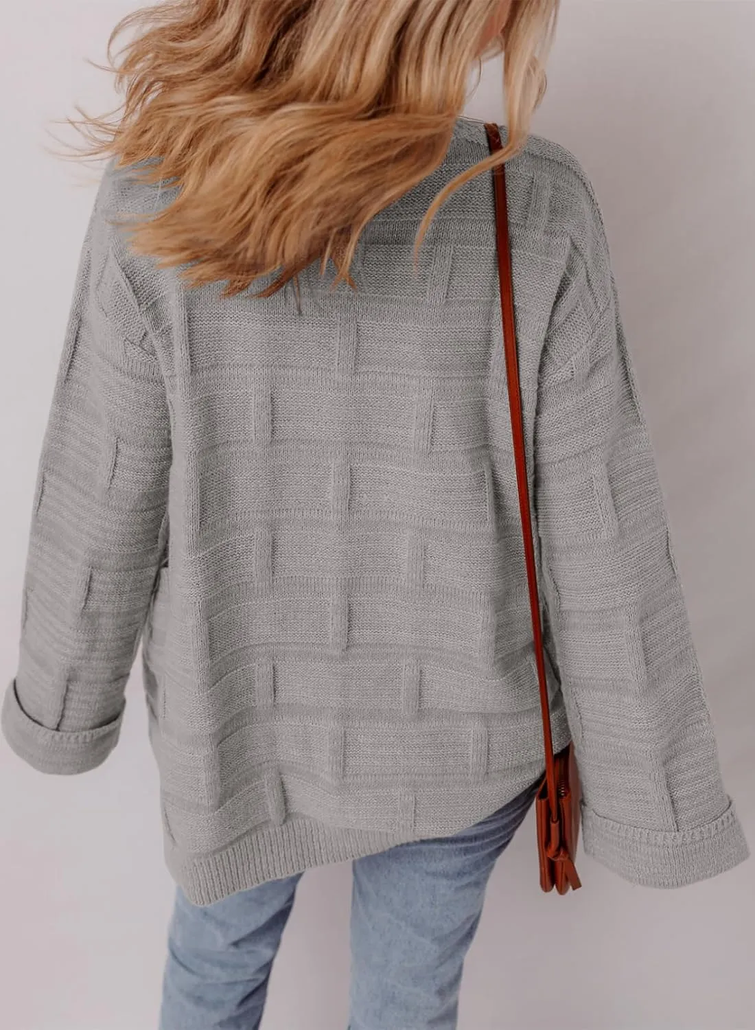 SHEWIN Women's Open Front Lightweight Cardigan Casual Long Sleeve Knit Loose Sweaters Outwear