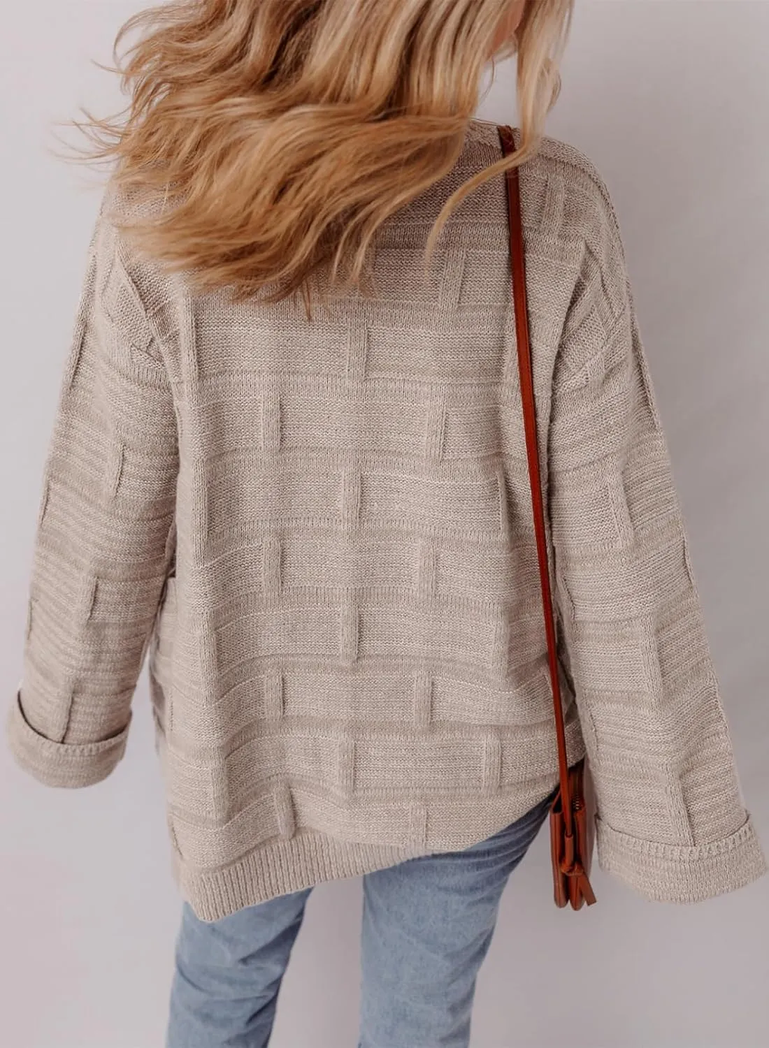 SHEWIN Women's Open Front Lightweight Cardigan Casual Long Sleeve Knit Loose Sweaters Outwear