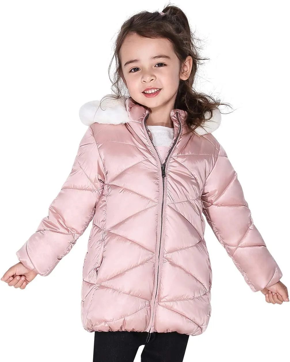 SOLOCOTE Girls Winter Coats Hooded Sherpa Lined Lightweight Jacket Thick Warm Puffy Waterproof Windproof Cotton Shiny Jackets
