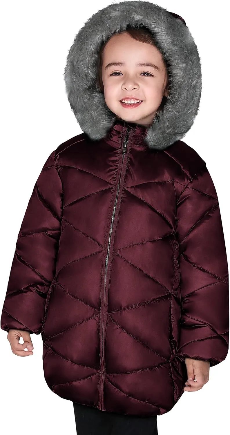 SOLOCOTE Girls Winter Coats Hooded Sherpa Lined Lightweight Jacket Thick Warm Puffy Waterproof Windproof Cotton Shiny Jackets