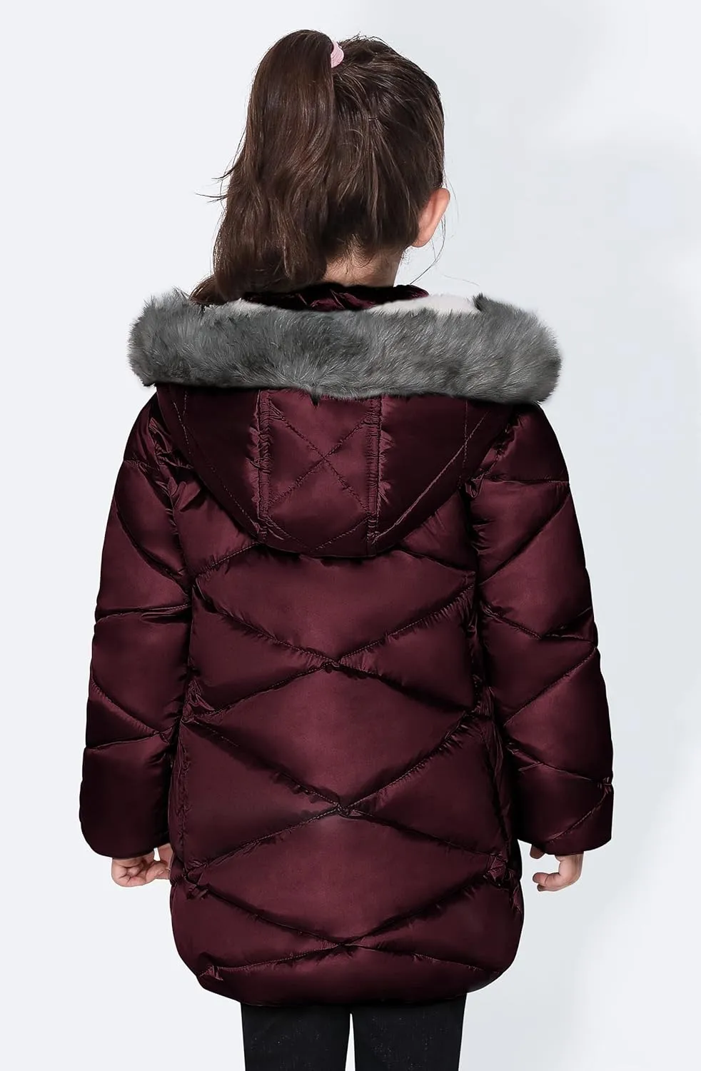 SOLOCOTE Girls Winter Coats Hooded Sherpa Lined Lightweight Jacket Thick Warm Puffy Waterproof Windproof Cotton Shiny Jackets
