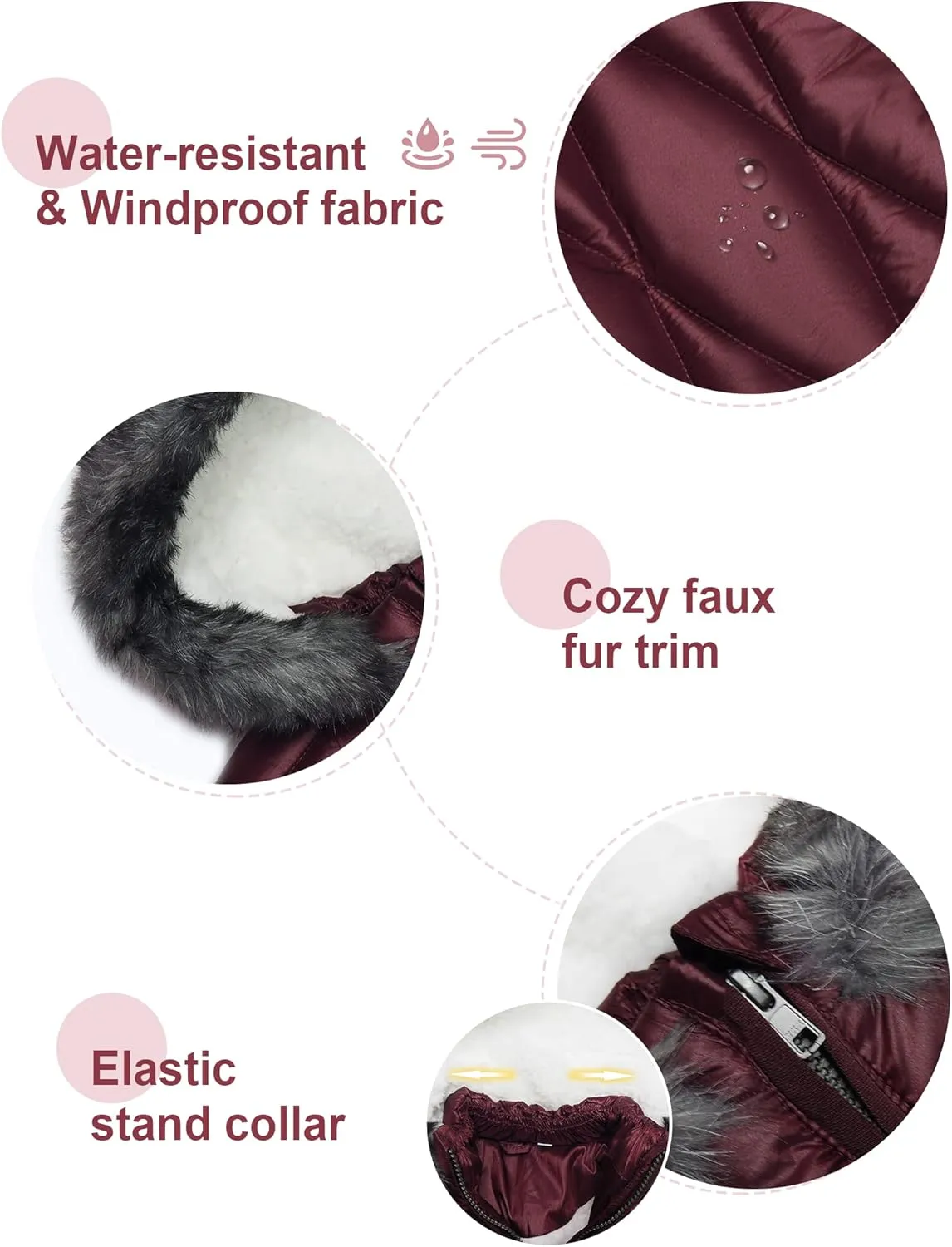 SOLOCOTE Girls Winter Coats Hooded Sherpa Lined Lightweight Jacket Thick Warm Puffy Waterproof Windproof Cotton Shiny Jackets