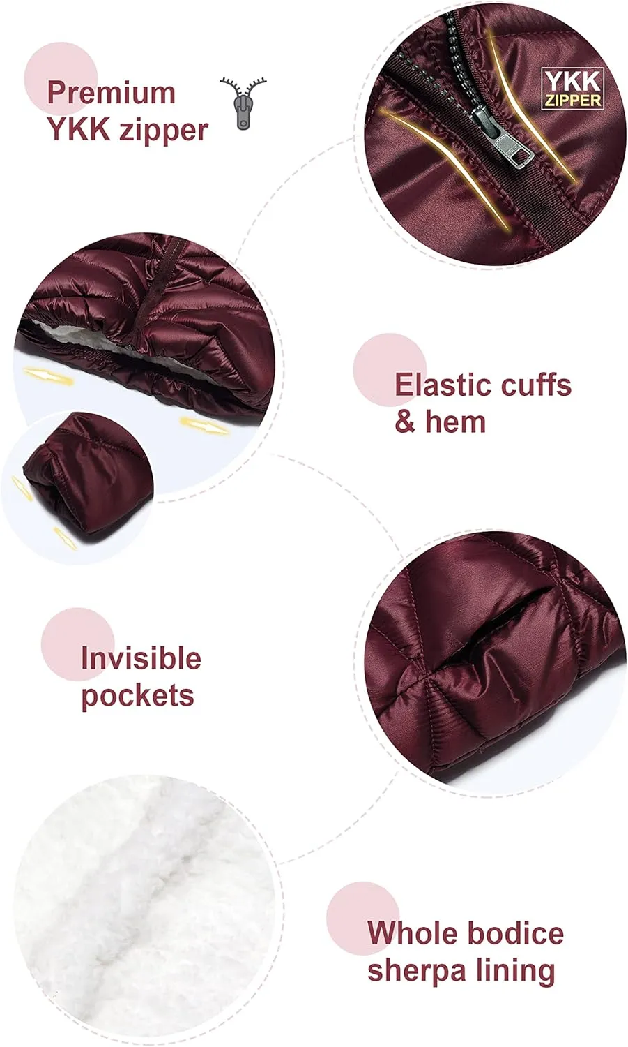 SOLOCOTE Girls Winter Coats Hooded Sherpa Lined Lightweight Jacket Thick Warm Puffy Waterproof Windproof Cotton Shiny Jackets