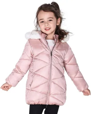 SOLOCOTE Girls Winter Coats Hooded Sherpa Lined Lightweight Jacket Thick Warm Puffy Waterproof Windproof Cotton Shiny Jackets