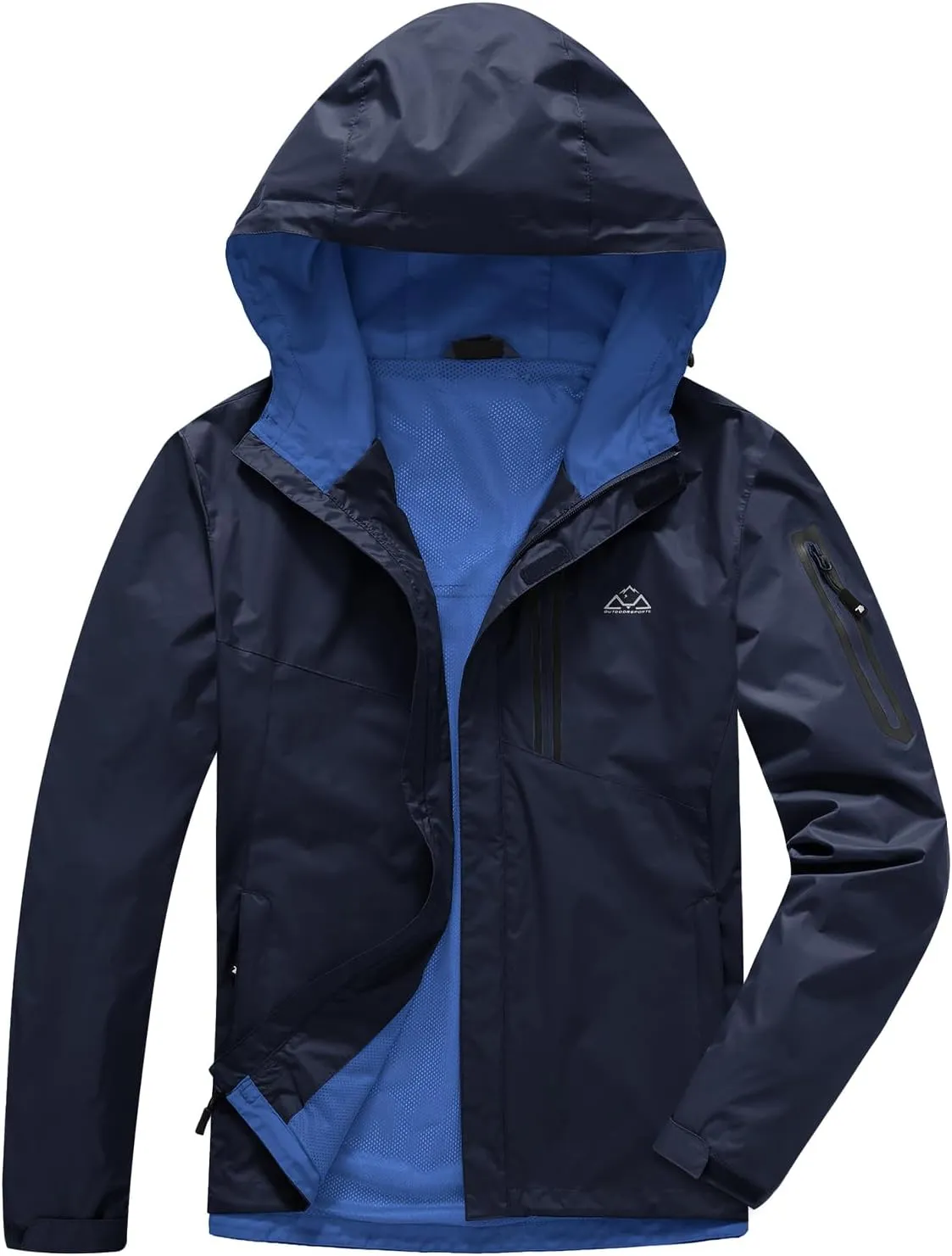 TBMPOY Men's Lightweight Rain Jackets Waterproof Raincoat with Hood Running Cycling Hiking Outdoor Windbreaker