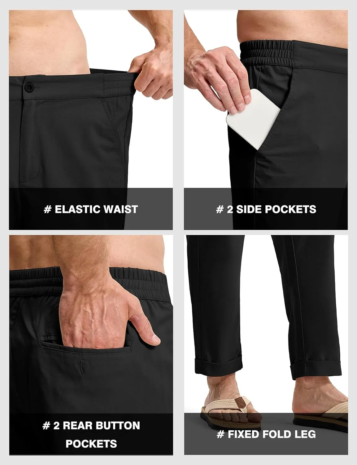 TBMPOY Mens Linen Pants Casual Lightweight Beach Summer Pants Elastic Waist Slim Fit Trousers