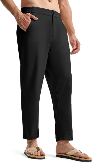 TBMPOY Mens Linen Pants Casual Lightweight Beach Summer Pants Elastic Waist Slim Fit Trousers