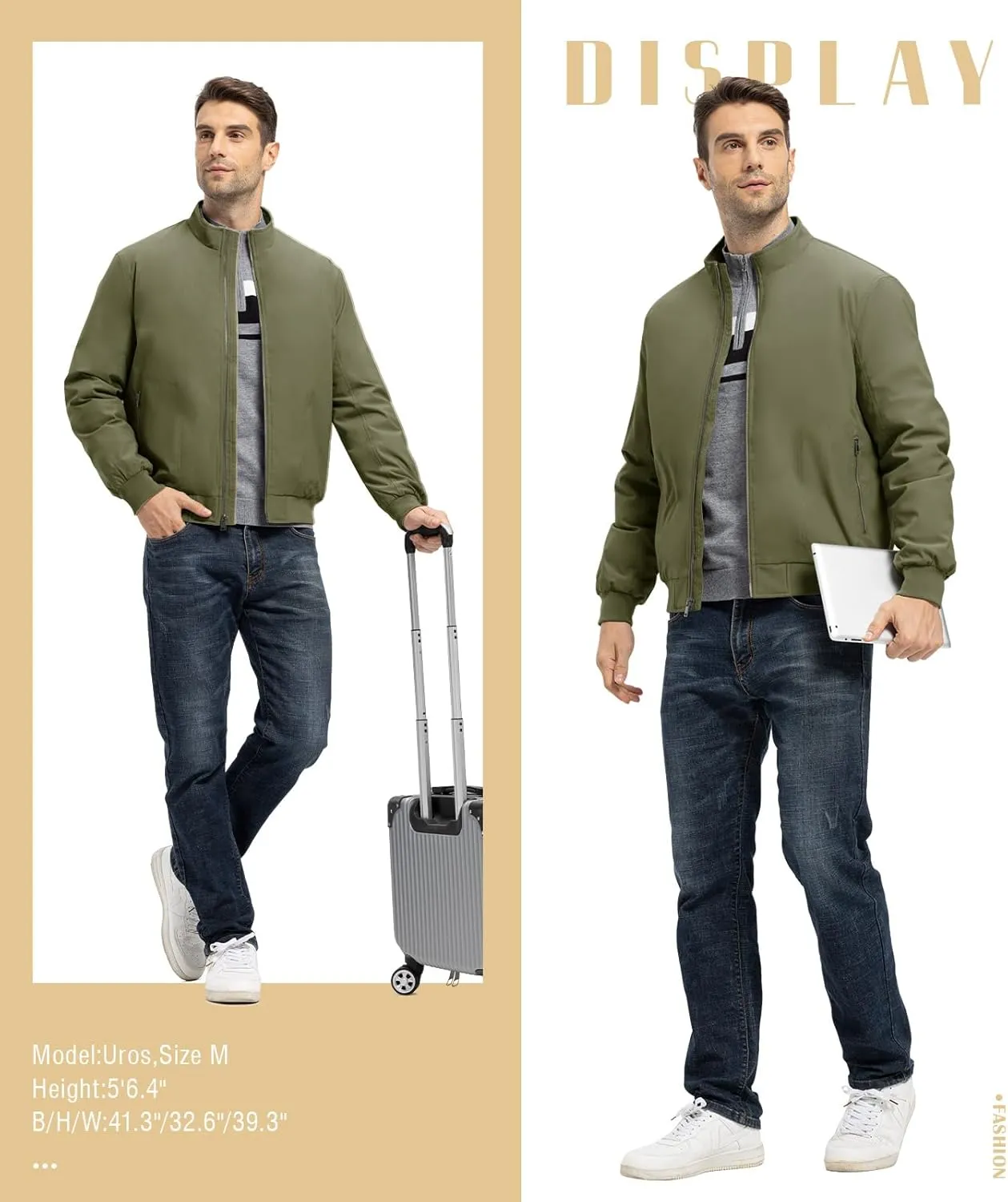 TBMPOY Men's Winter Lightweight Bomber Jackets Water Resistant Fall Casual Windbreakers Quilted Full Zip Windproof Work Coats