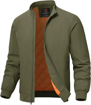 TBMPOY Men's Winter Lightweight Bomber Jackets Water Resistant Fall Casual Windbreakers Quilted Full Zip Windproof Work Coats
