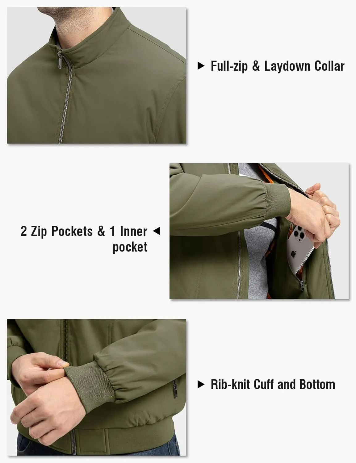 TBMPOY Men's Winter Lightweight Bomber Jackets Water Resistant Fall Casual Windbreakers Quilted Full Zip Windproof Work Coats