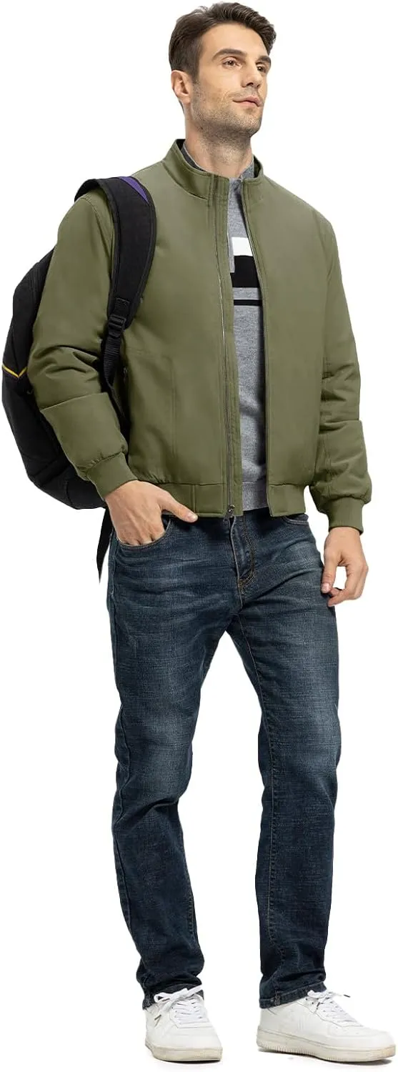 TBMPOY Men's Winter Lightweight Bomber Jackets Water Resistant Fall Casual Windbreakers Quilted Full Zip Windproof Work Coats