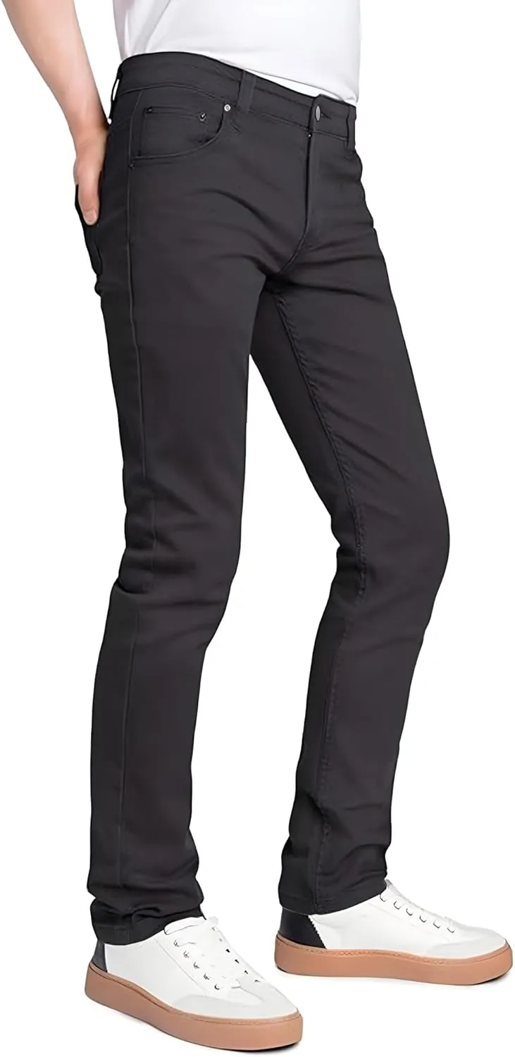 TEGIAS Men's Slim-Fit Stretch Plaid Jean Classic Comfort Regular Fit